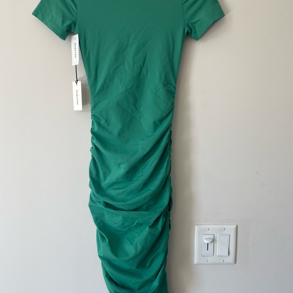 Babaton Emerald Ruched Midi Dress
